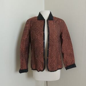 Yak Magik Embroidery Pattern Open Front Jacket Blazer Size Large Made In Nepal